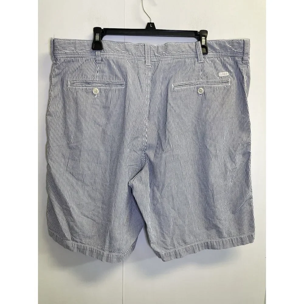 Izod‎ Men's Size 40 Blue Striped Seersucker Bermuda Shorts 10